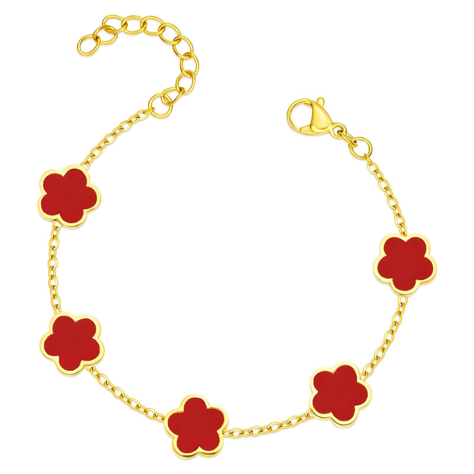 Bracciale “Fleur Rouge” – Maison C | Placcatura Oro 18K