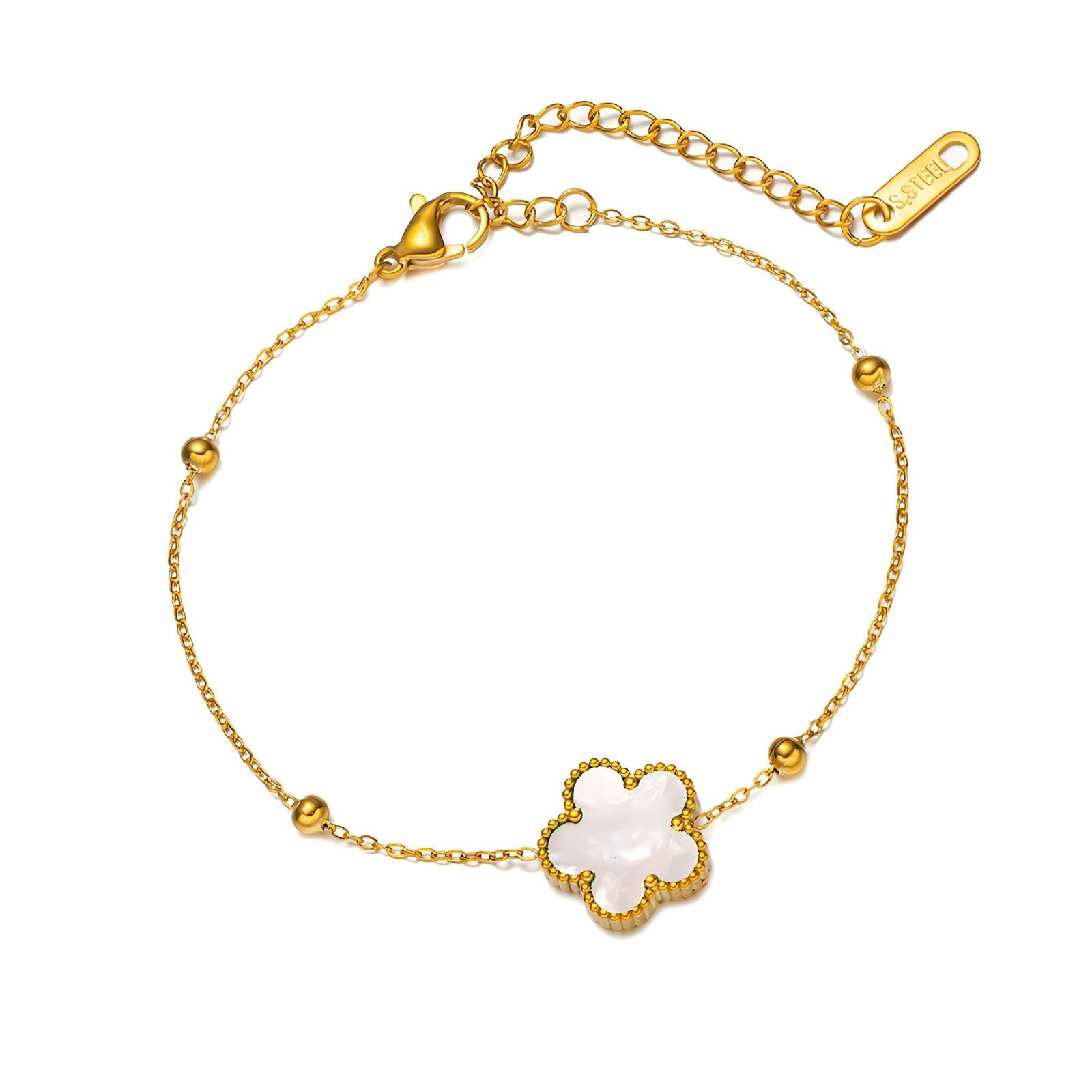 Bracciale “Fleur Blanche” – Maison C | Placcatura Oro 18K e Madreperla