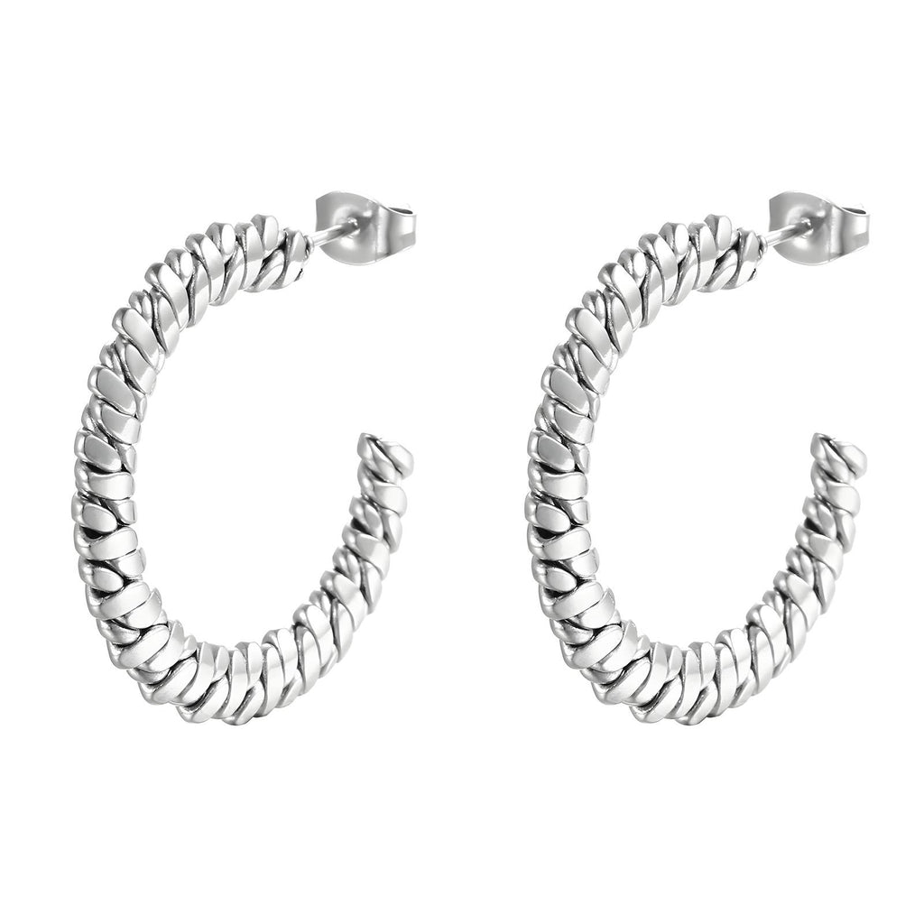 Orecchini “Argent Twist” – Maison C | Acciaio lucido intrecciato