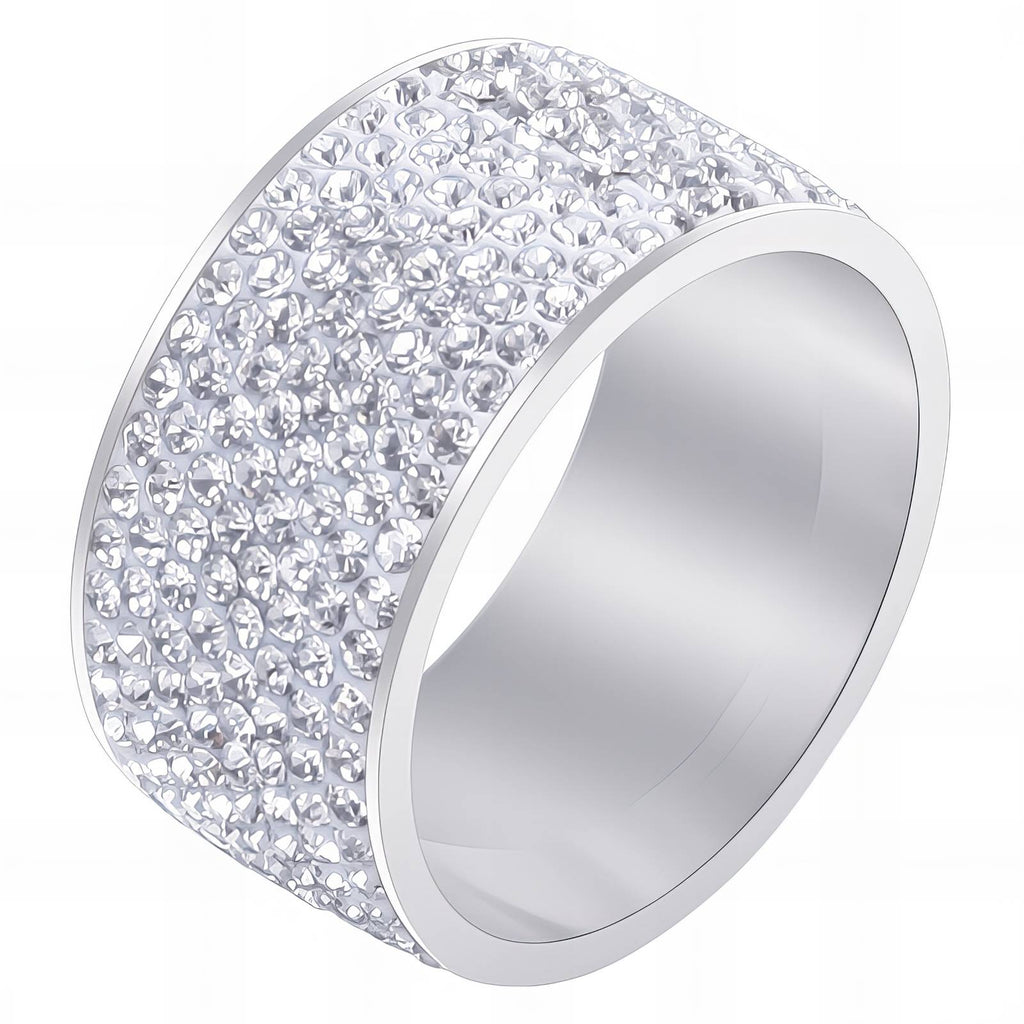 Anello “Crystal Power” – Maison C | Acciaio lucido con microcristalli