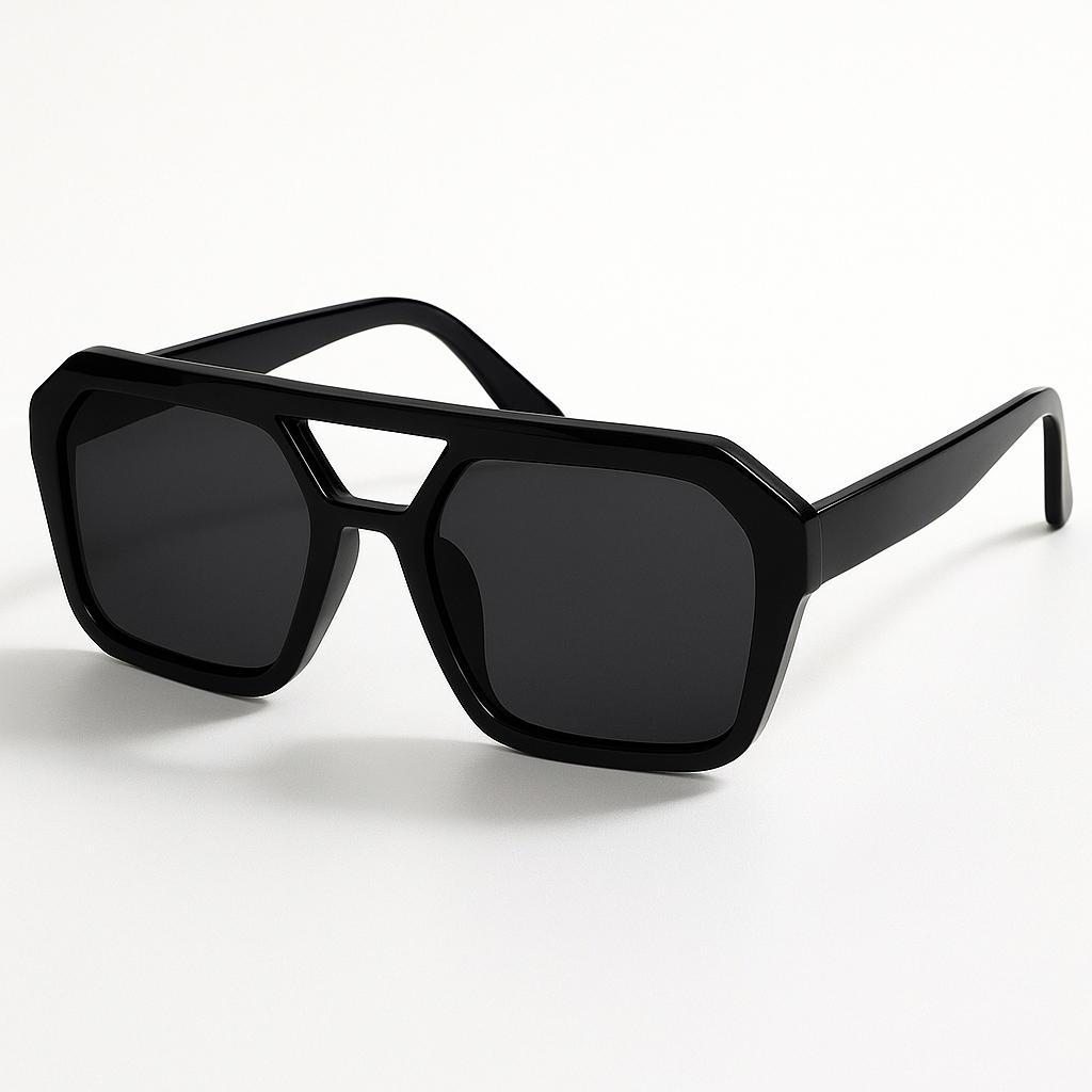 Occhiali “Elite Black” – Montatura Squadrata Nero Lucido