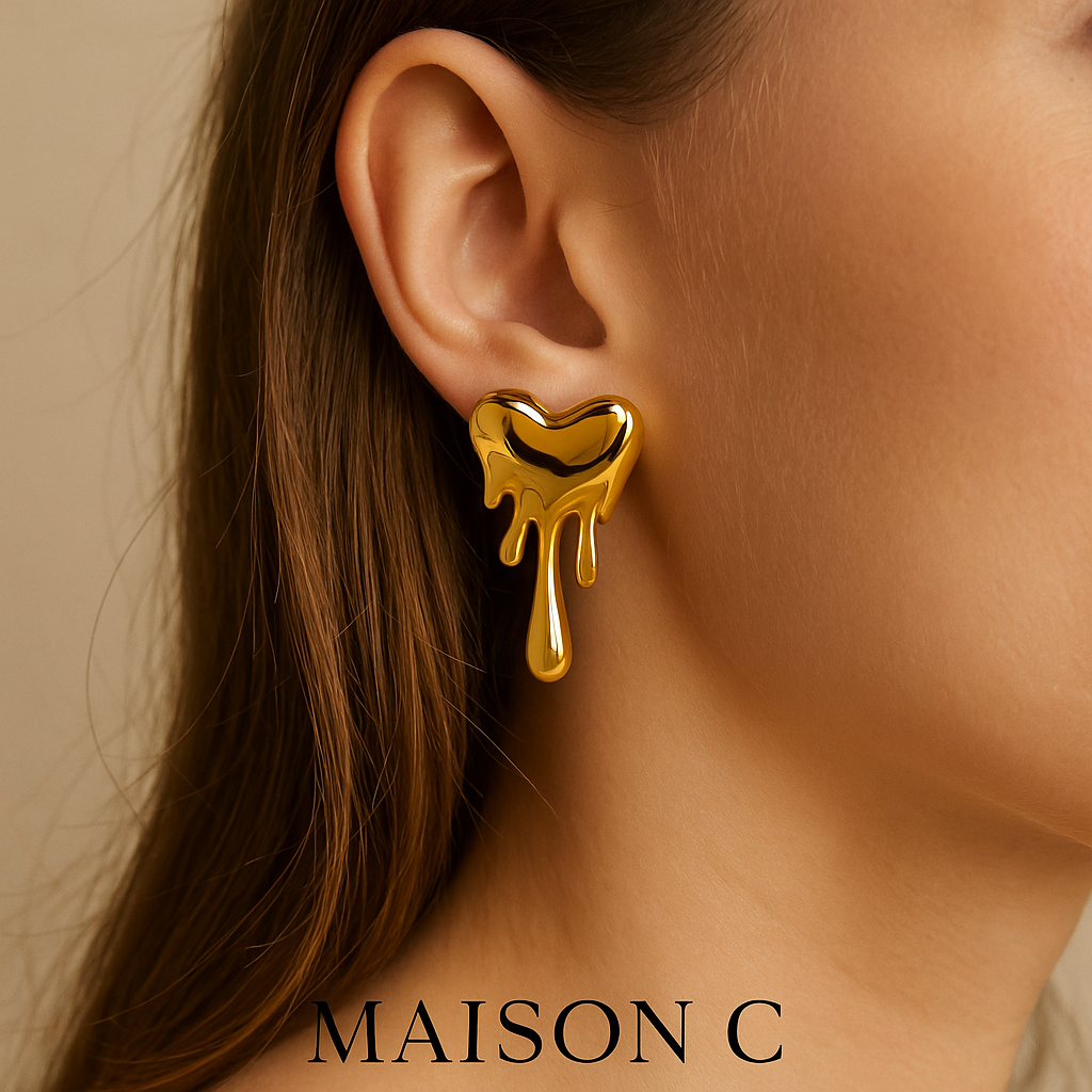 Orecchini “Drip Heart” – Maison C | Oro 18K effetto colato
