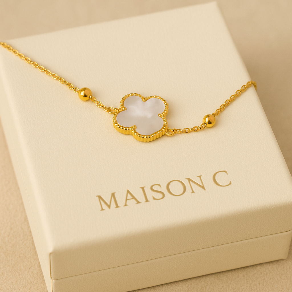 Bracciale “Fleur Blanche” – Maison C | Placcatura Oro 18K e Madreperla