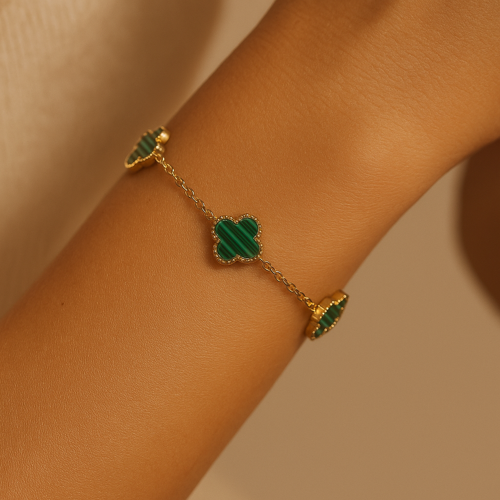 Bracciale “Fleur Émeraude” – Maison C | Placcatura Oro 18K