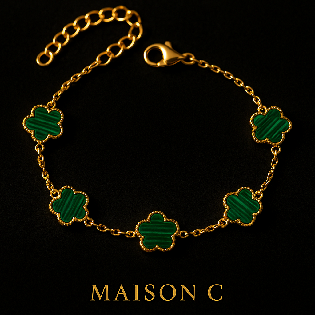 Bracciale “Fleur Émeraude” – Maison C | Placcatura Oro 18K
