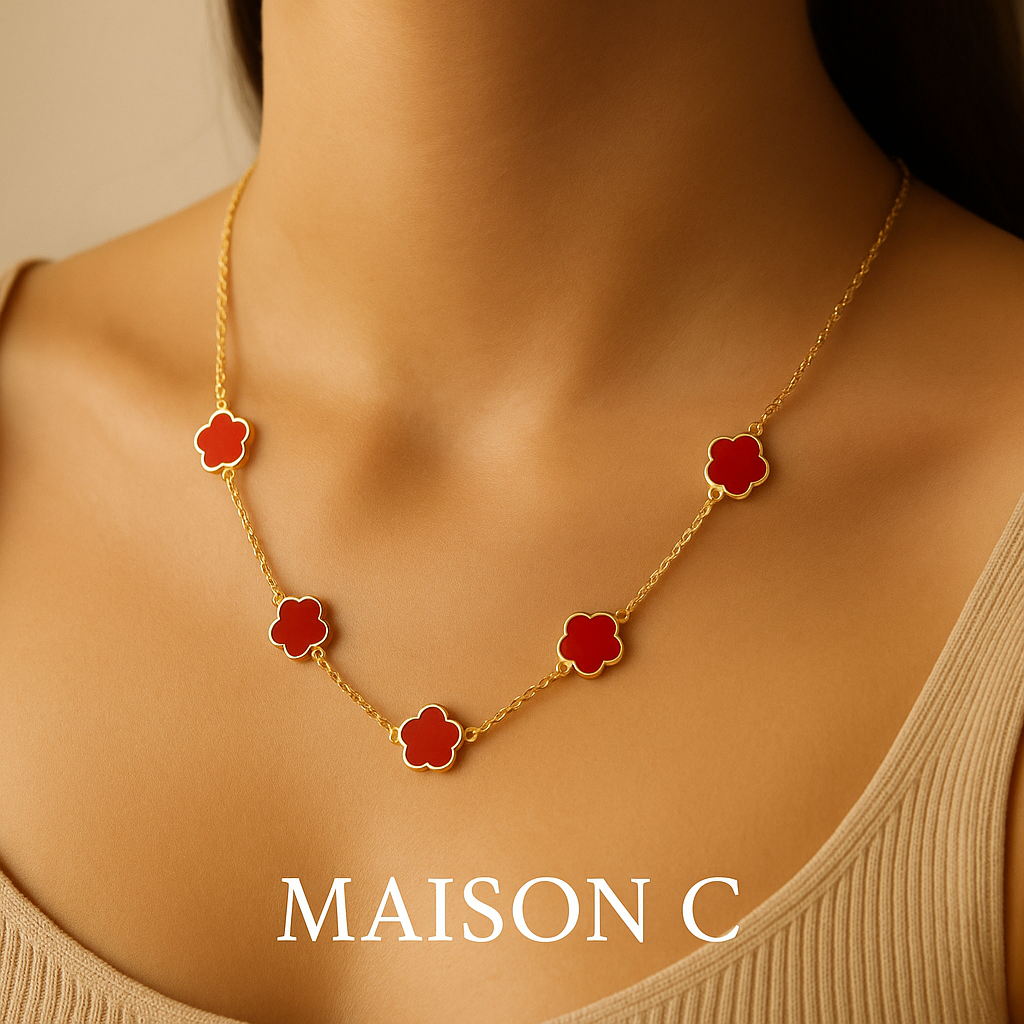 Collana “Fleur Rouge” – Maison C | Placcatura Oro 18K