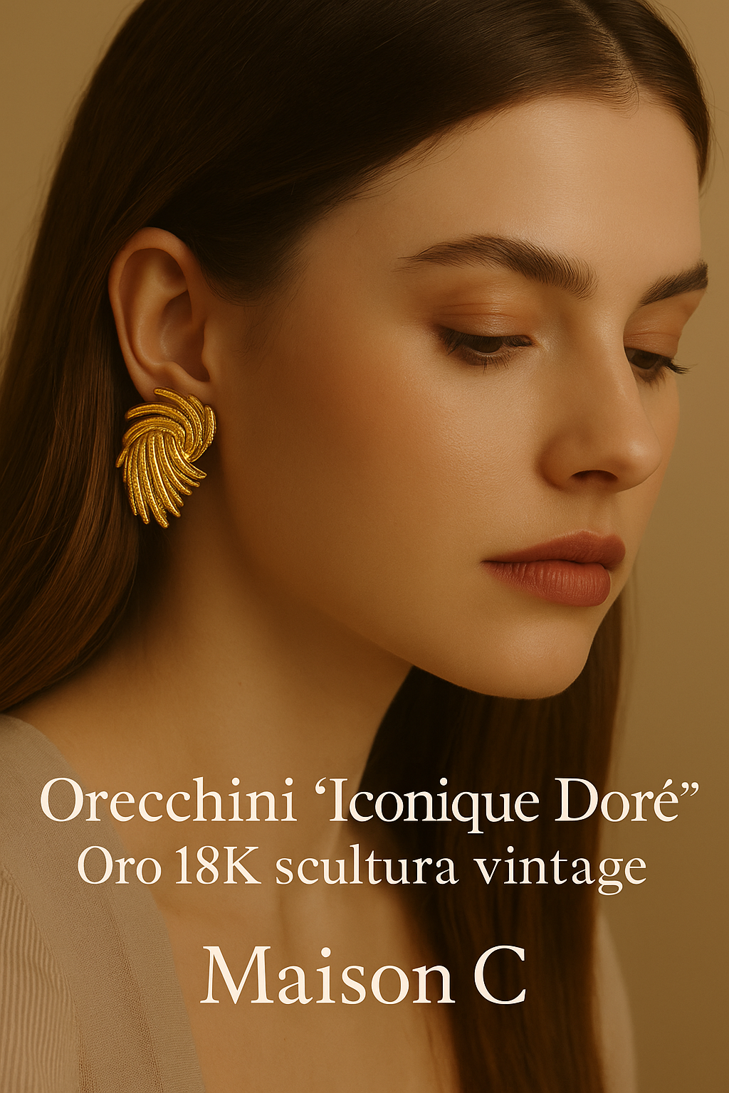 Orecchini “Iconique Doré” – Maison C | Oro 18K scultura vintage
