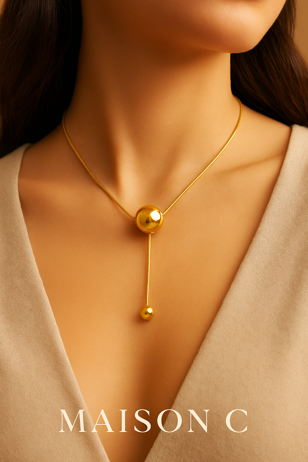 Collana “Golden Orb” – Maison C | Acciaio placcato oro 18K
