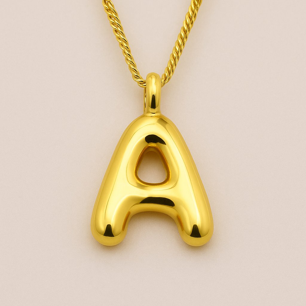 Collana Iniziale Bubble Gold – Acciaio Inossidabile 18K Placcato Oro