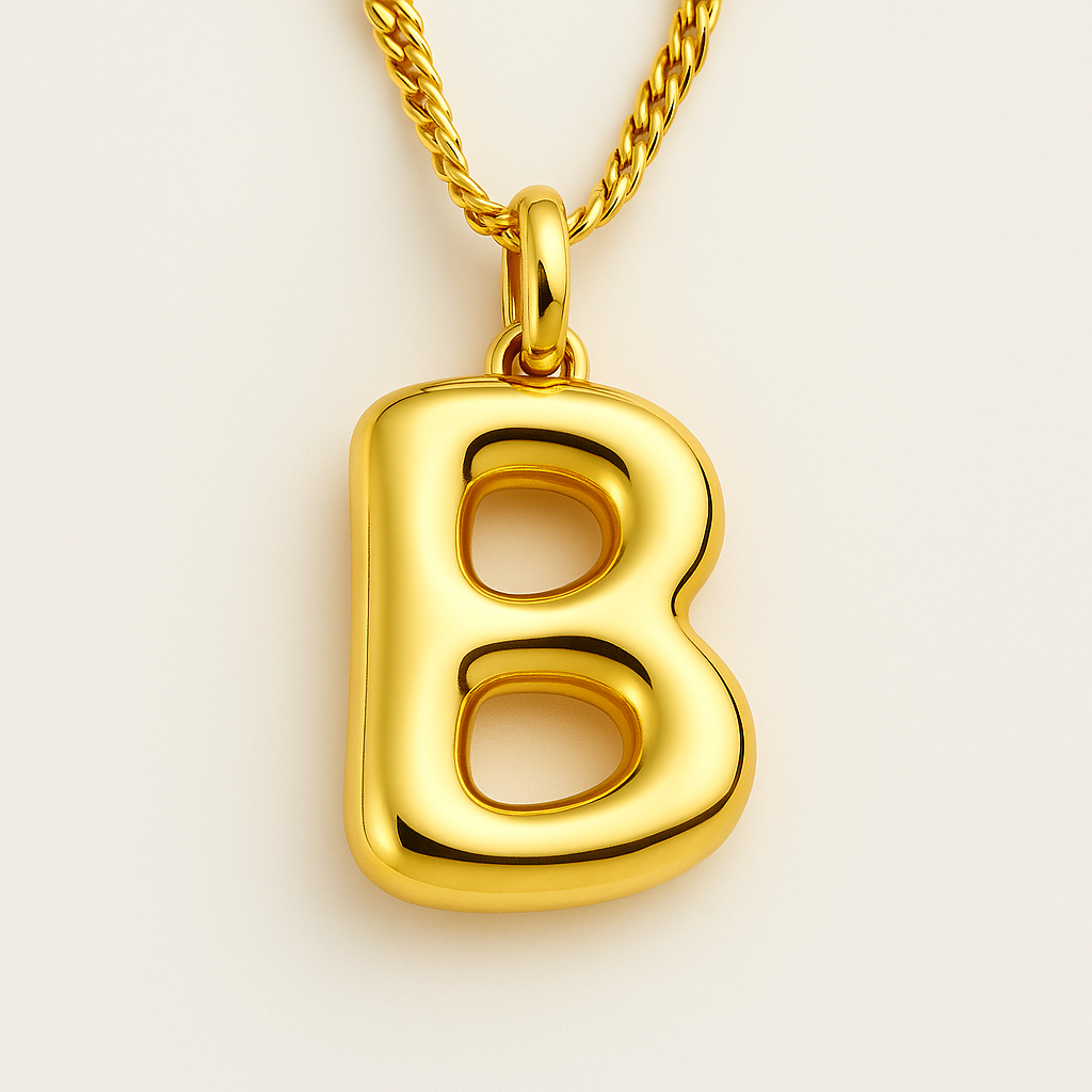 Collana Iniziale Bubble Gold – Acciaio Inossidabile 18K Placcato Oro