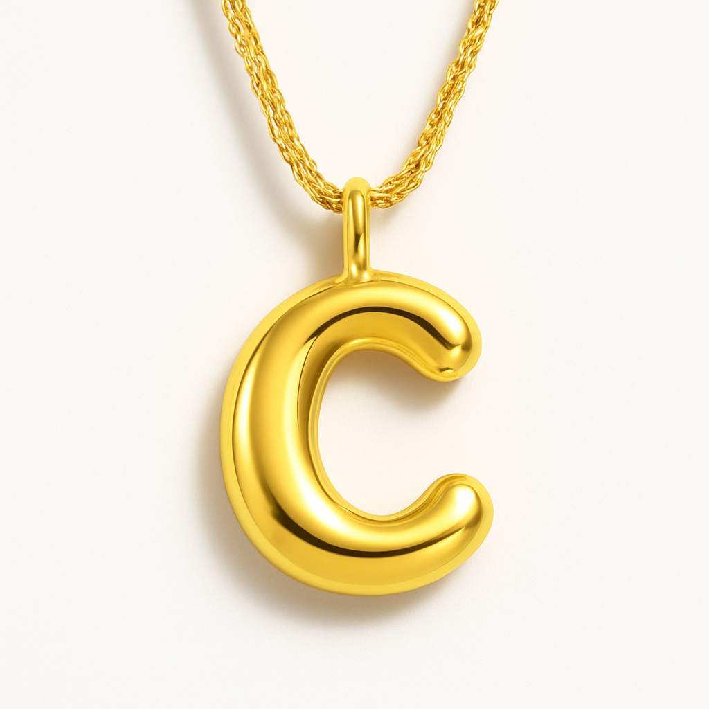 Collana Iniziale Bubble Gold – Acciaio Inossidabile 18K Placcato Oro