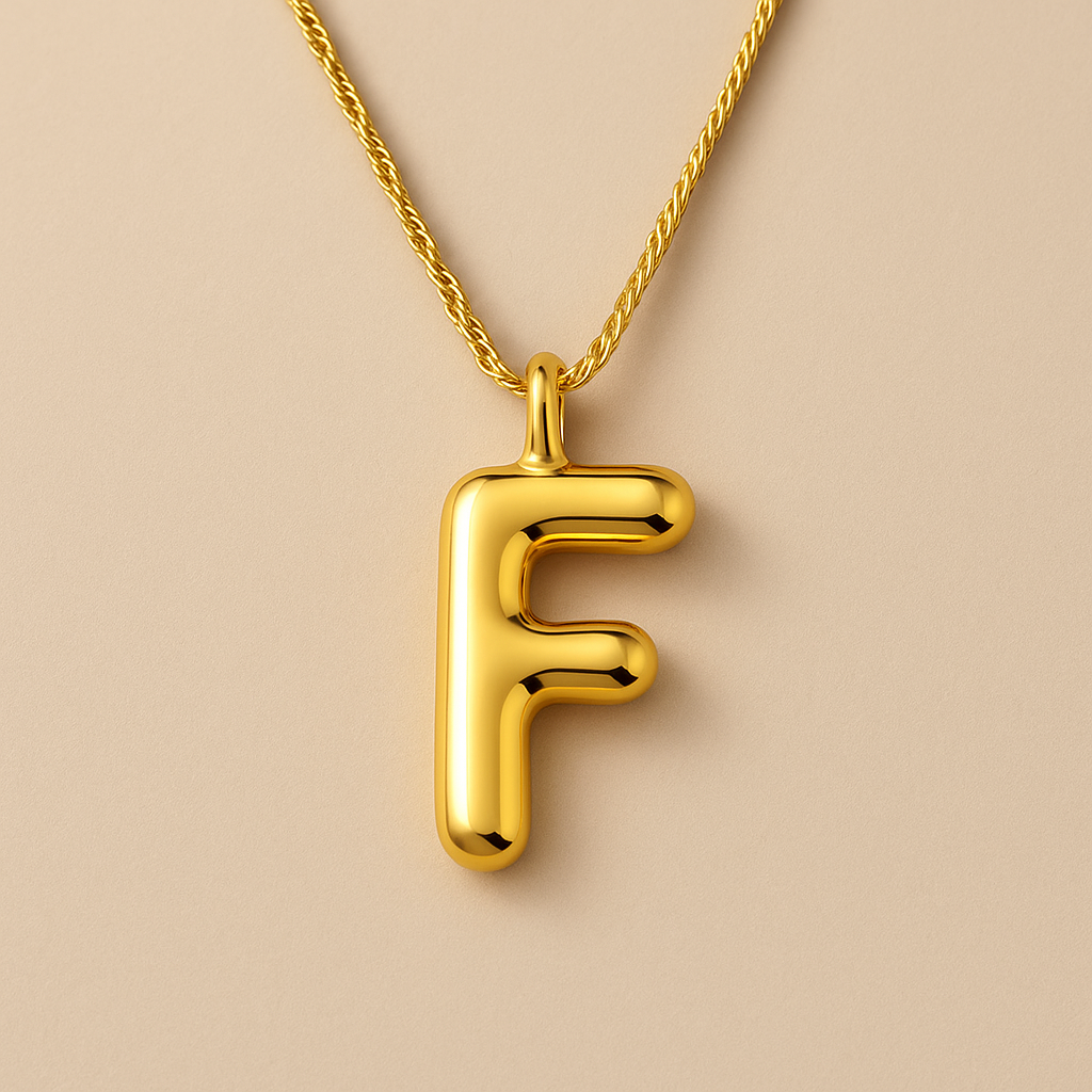 Collana Iniziale Bubble Gold – Acciaio Inossidabile 18K Placcato Oro