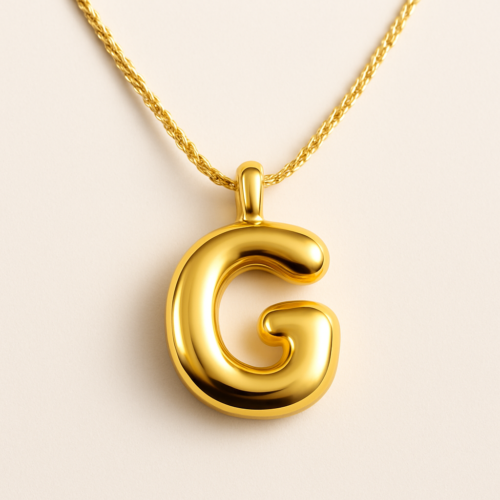 Collana Iniziale Bubble Gold – Acciaio Inossidabile 18K Placcato Oro