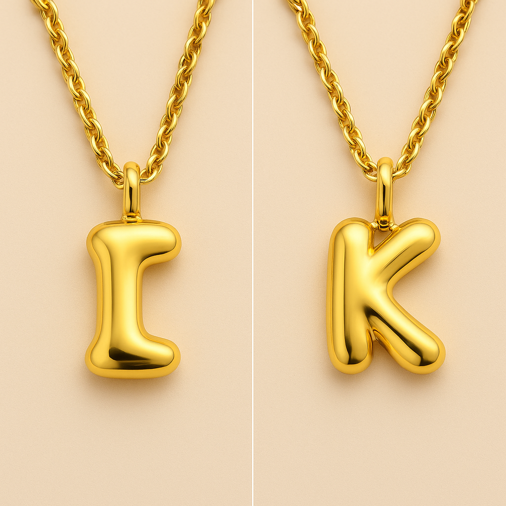 Collana Iniziale Bubble Gold – Acciaio Inossidabile 18K Placcato Oro