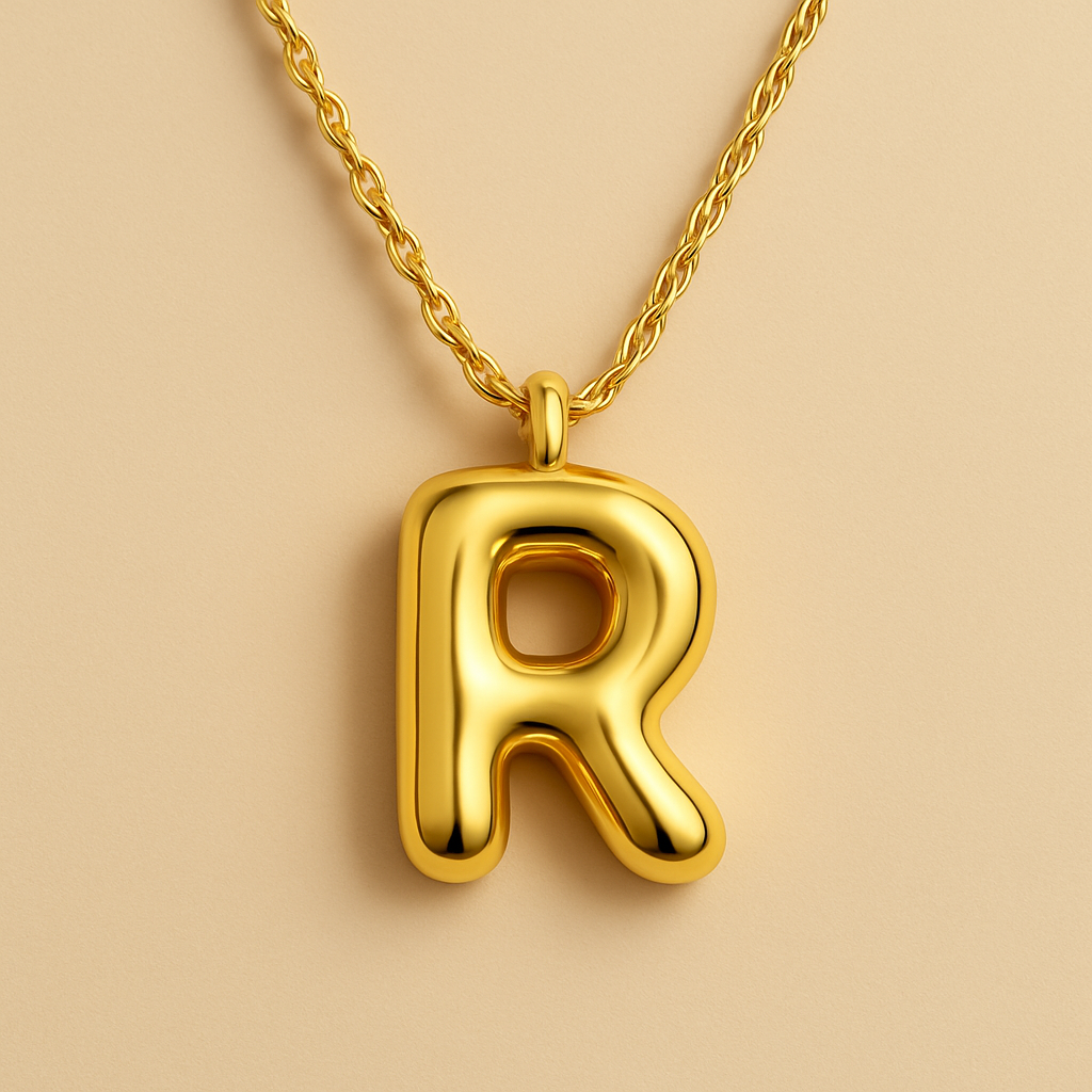 Collana Iniziale Bubble Gold – Acciaio Inossidabile 18K Placcato Oro