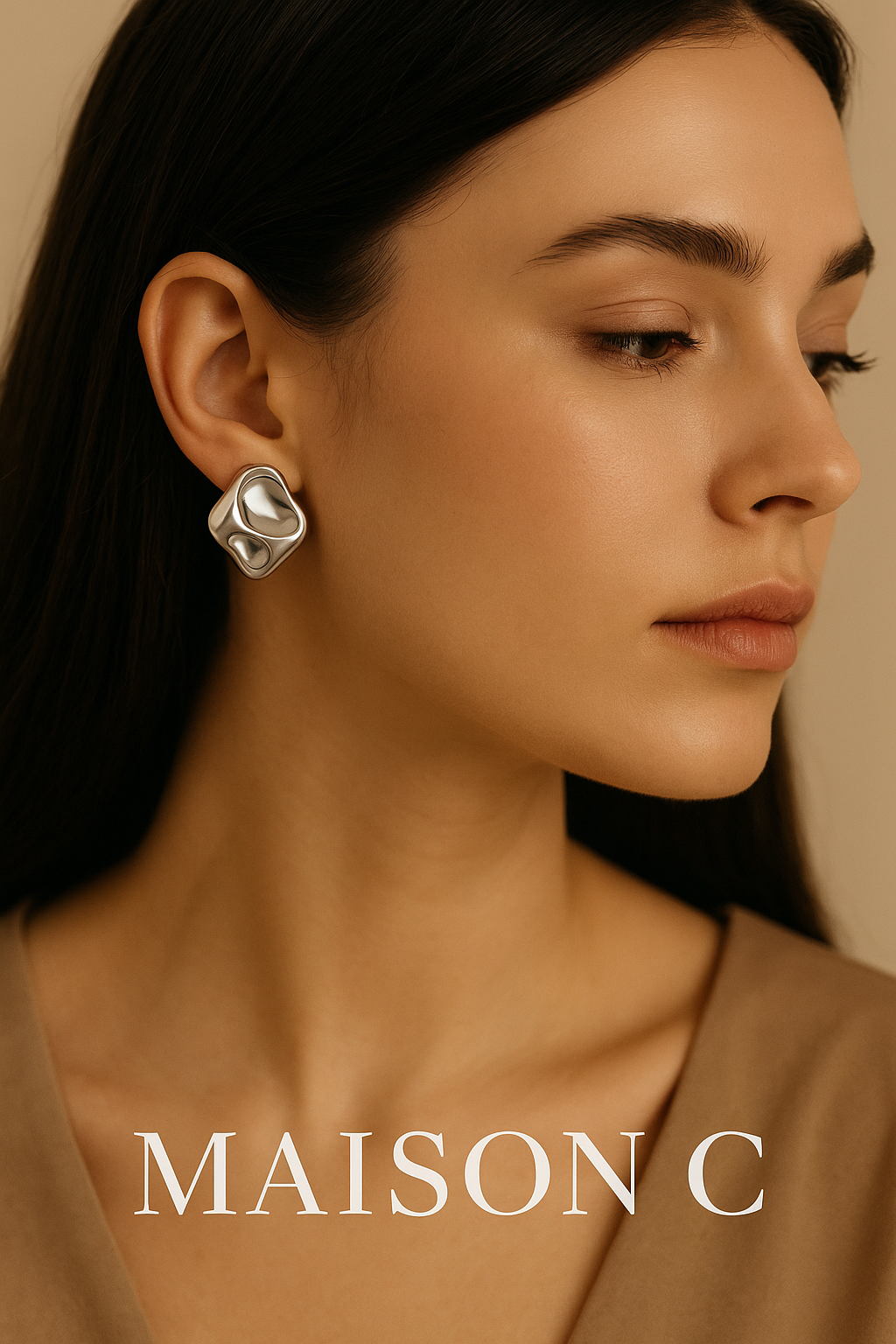 Orecchini “Silver Flow” – Maison C | Acciaio scultoreo lucido