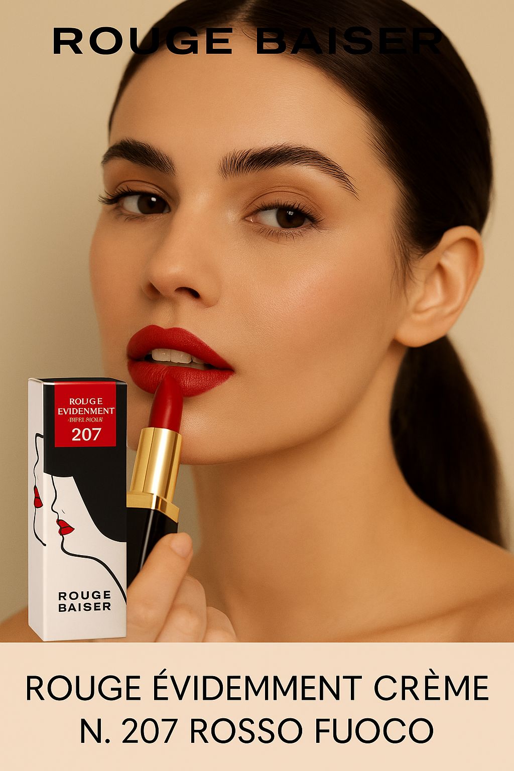 Rossetto “Rouge Évidemment Crème” N. 207 Rosso Fuoco – Rouge Baiser
